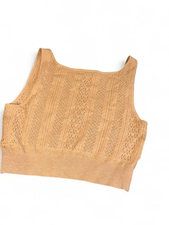 INTERMIX Camel Eyelet Knit Crop Tank - Picture 5 of 8